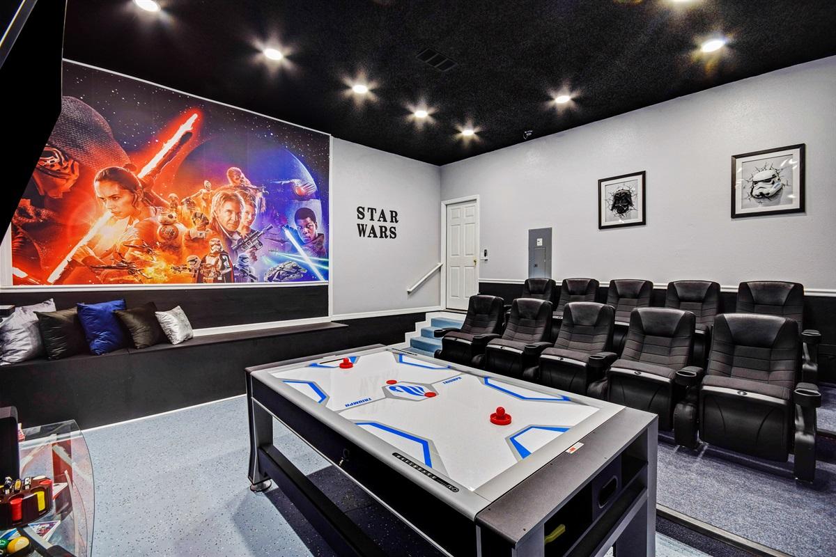 🚀 "May the popcorn be with you! Dive into the Star Wars universe in our state-of-the-art movie theater. Watch your favorite battles and heroes come to life on the big screen. Your intergalactic adventure awaits – book your stay and let the movie magic beg